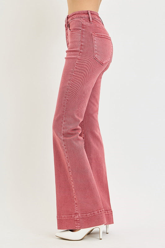 High Rise Flare Pants- RUST