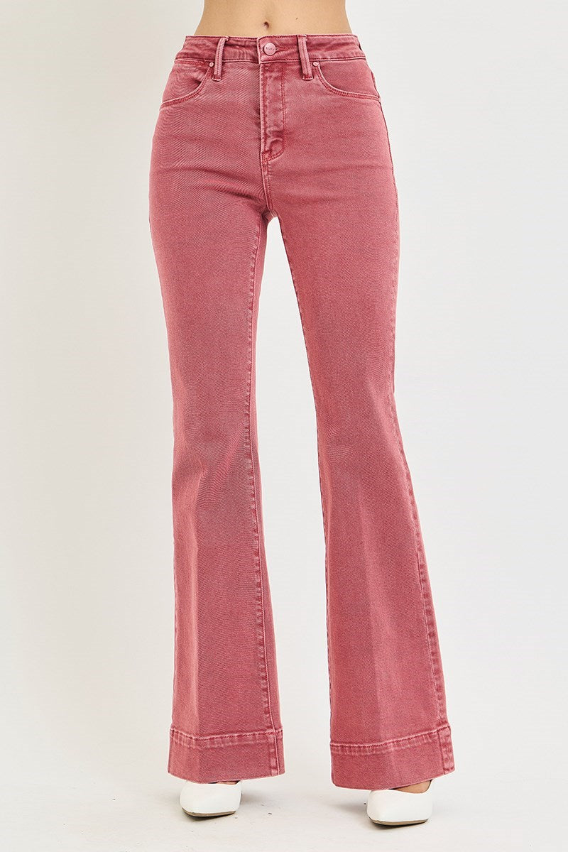 High Rise Flare Pants- RUST