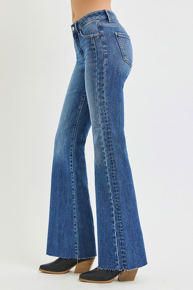 Double Side Seam Mid Rise Flare