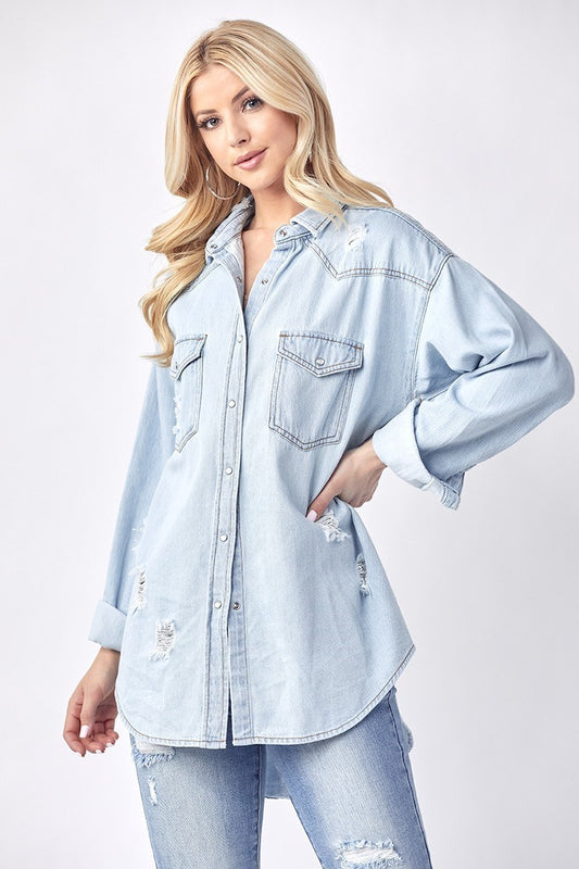 Risen- Distressed Denim shirt