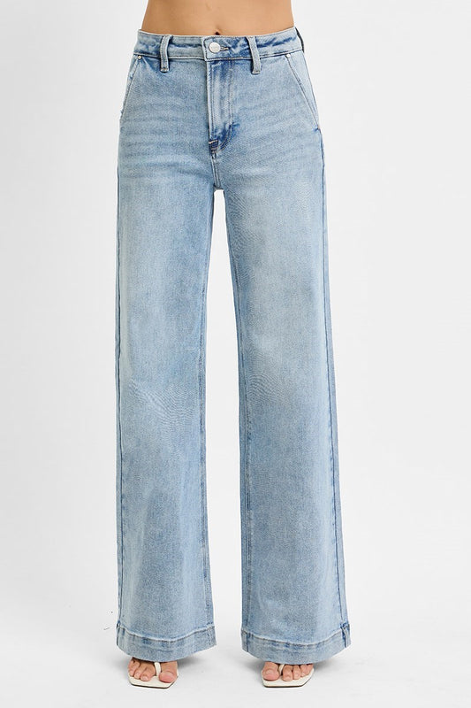 High Rise Wide leg Light Jean