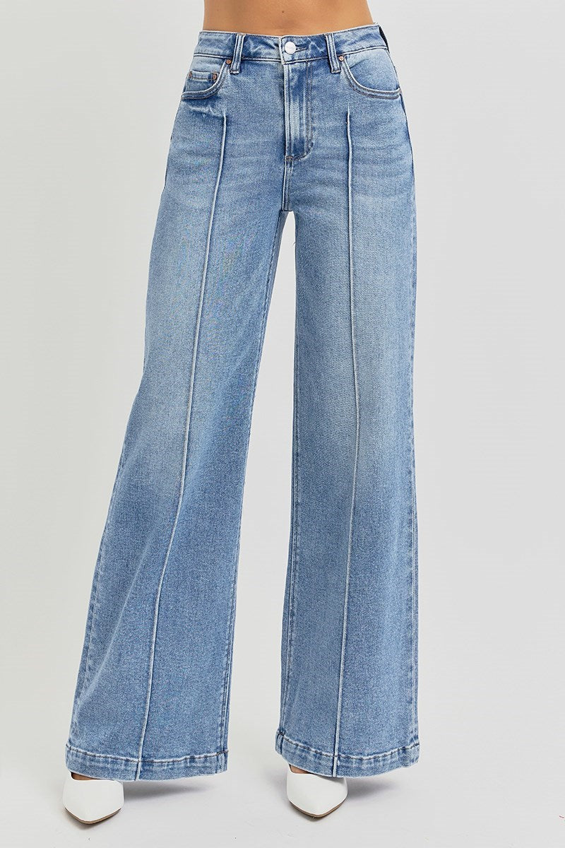 High Rise Pintuck Jeans