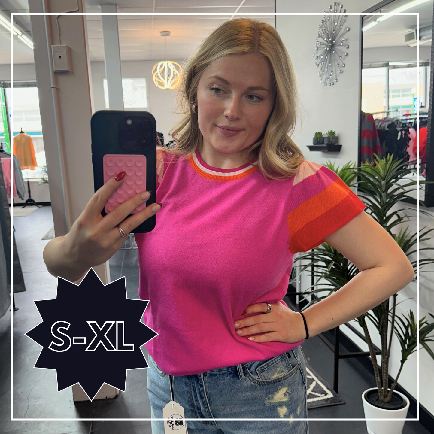 Pink Color Block Top