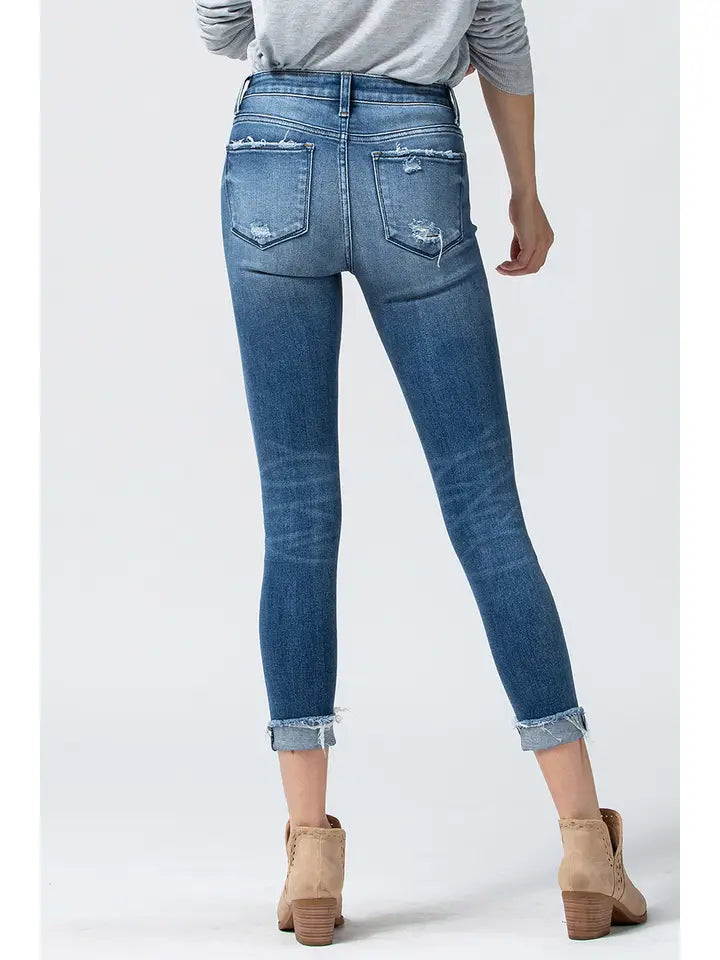 Mid Rise distressed skinny- Vervet