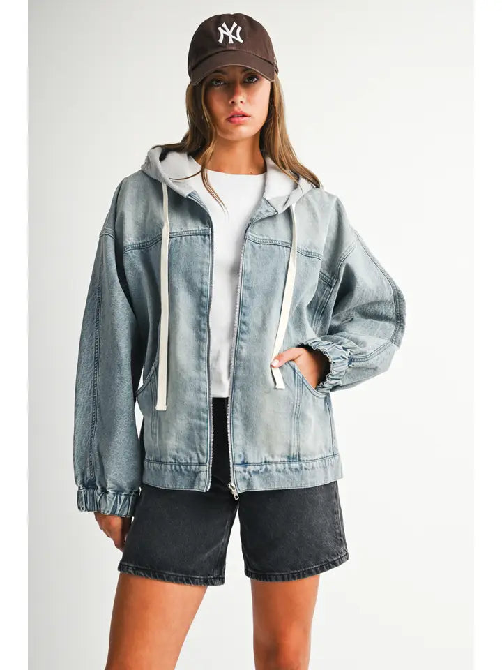 Mineral Wash Zip-Up Hooded Jacket