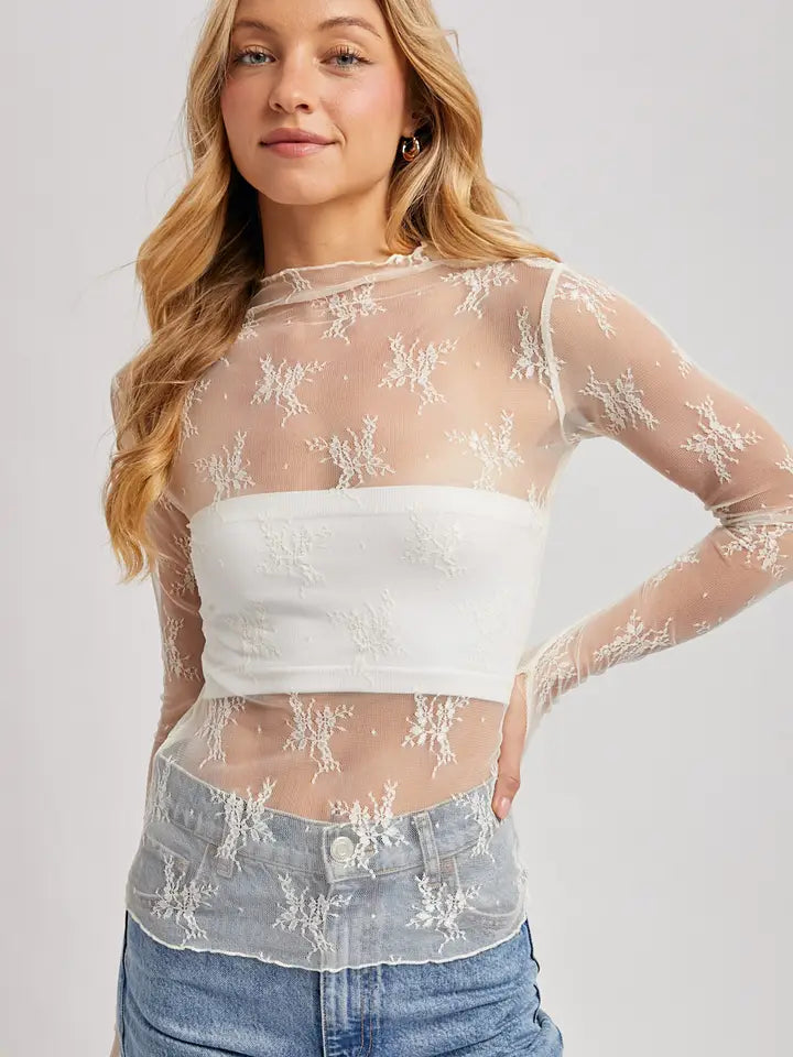 Floral Mesh Layering Top