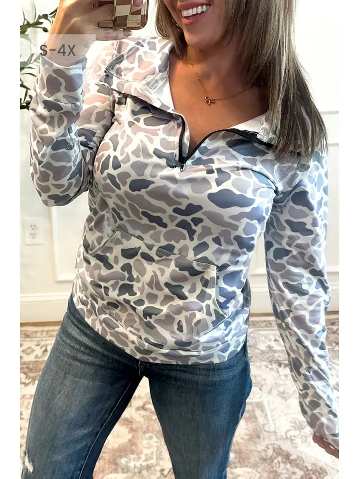Camo Zip Pullover