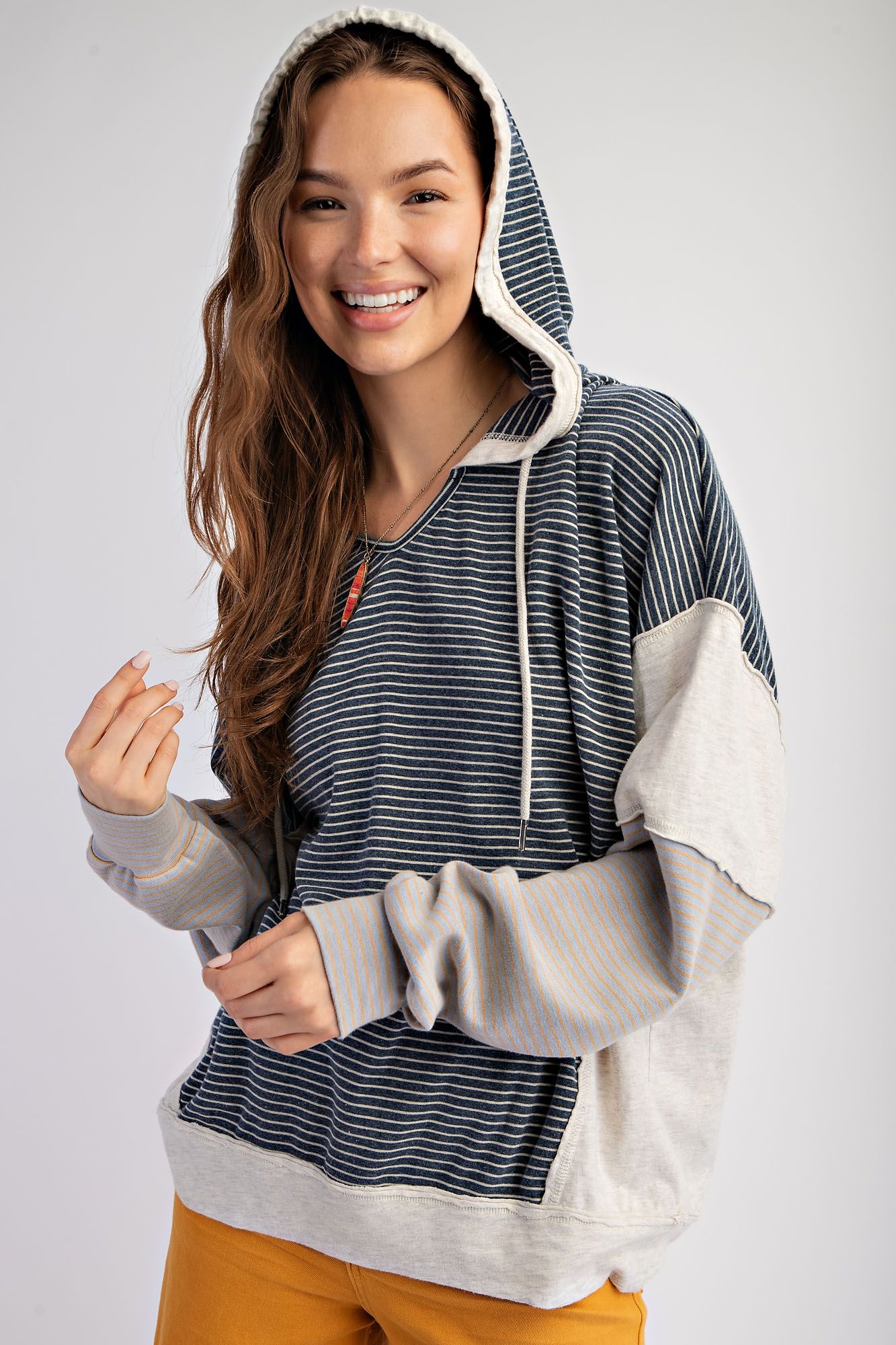 Striped Knit Lightweight Hoodie