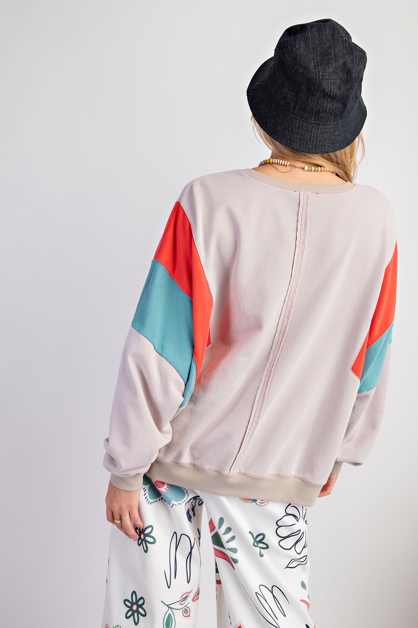 Color Block Long Sleeve Dolman