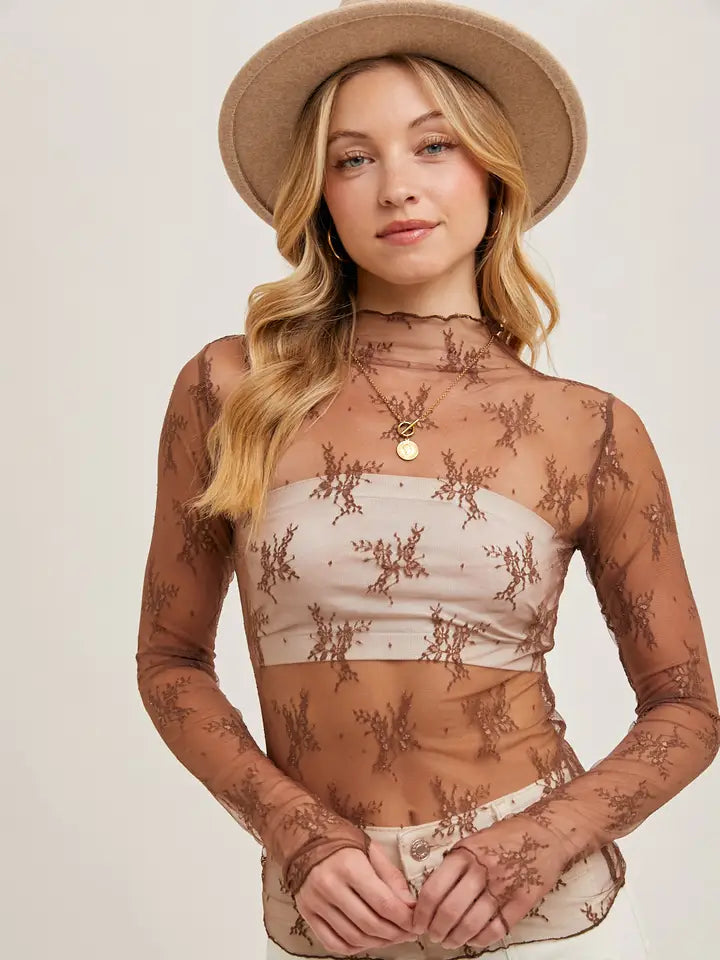 Floral Mesh Layering Top