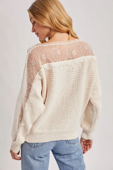 Lace Trimmed Knit Sweater