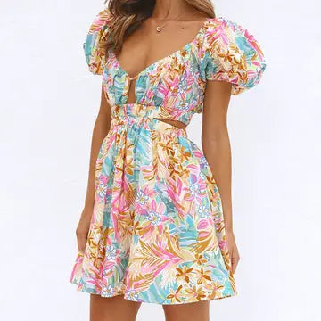 Floral Deep V Dress