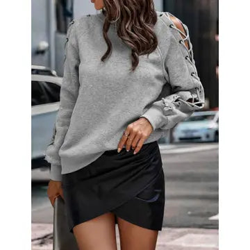 Lace up Sleeve Sweatshirt