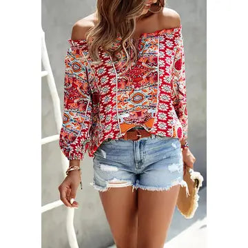 Floral red top